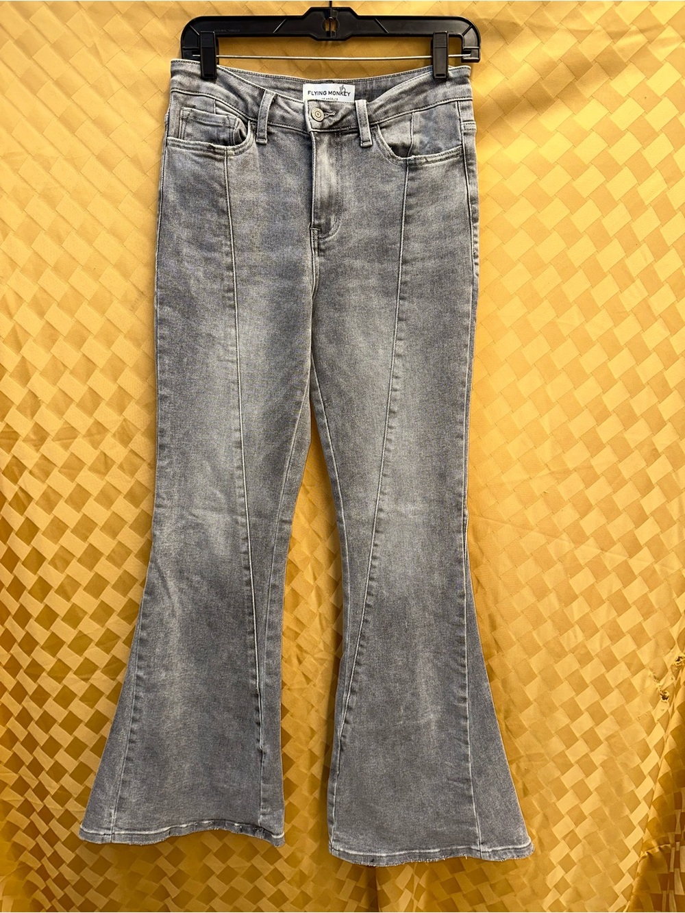 Flying Monkey Gray High-Rise Super Flare Jeans with Front Seams